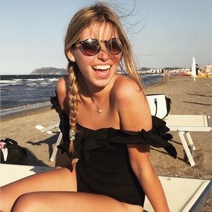 Black One Piece Swimsuit with fringes